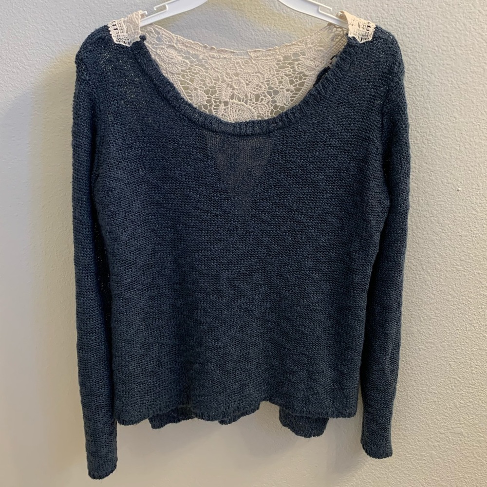 Pink Republic High-Low Crochet Back Sweater